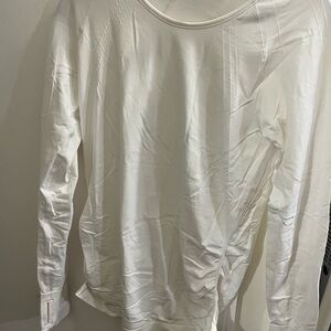 Athleta White Speedlite long sleeve top with thumb holes.  Like new!